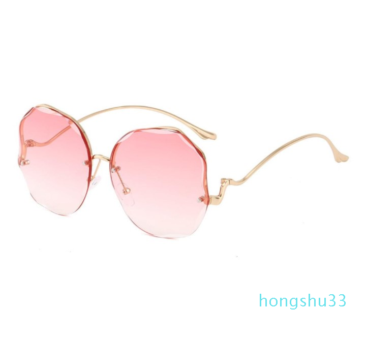 Sunglasses2020 Metal Fashion women's rimless cut net Red Sunglasses