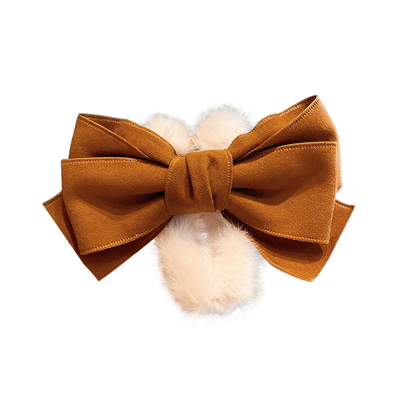 Large bow back head Plush dish hair clips female autumn winter headdress clip shark