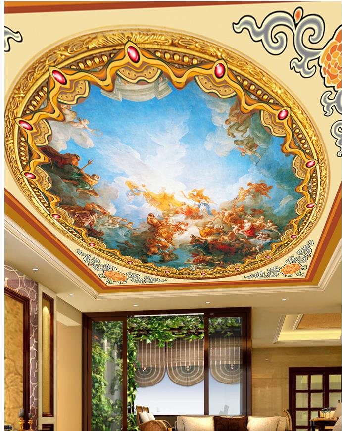 European style character oil painting ceiling mural 3d murals wallpaper for living room