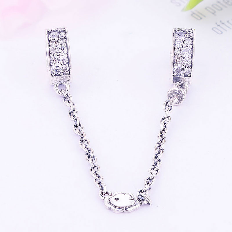 Fit Original Brand Charm Bracelet 925 Sterling Silver Hearts Mixed Cubic Zirconia Safety Chain Beads For Women Jewelry DIY Berloque