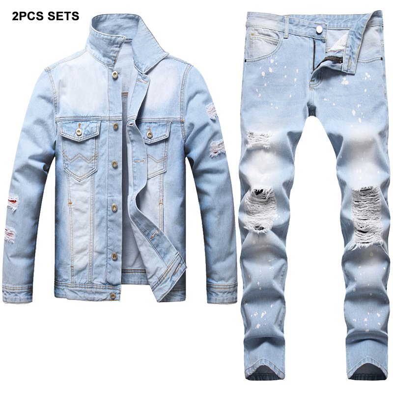 Autumn Winter Tracksuits Light Blue Men's Sets Ripped Hole Jacket and Jeans Simple Loose Denim Coat Matching Pants Male Daily Casual Jeans Suit, Jacket and jeans 301-3.701
Autumn Winter Tracksuits Light Blue Men's Sets Ripped Hole Jacket and Jeans Simple Loose Denim Coat Matching Pants Male Daily Casual Jeans Suit, Jacket and jeans 301-3.701
