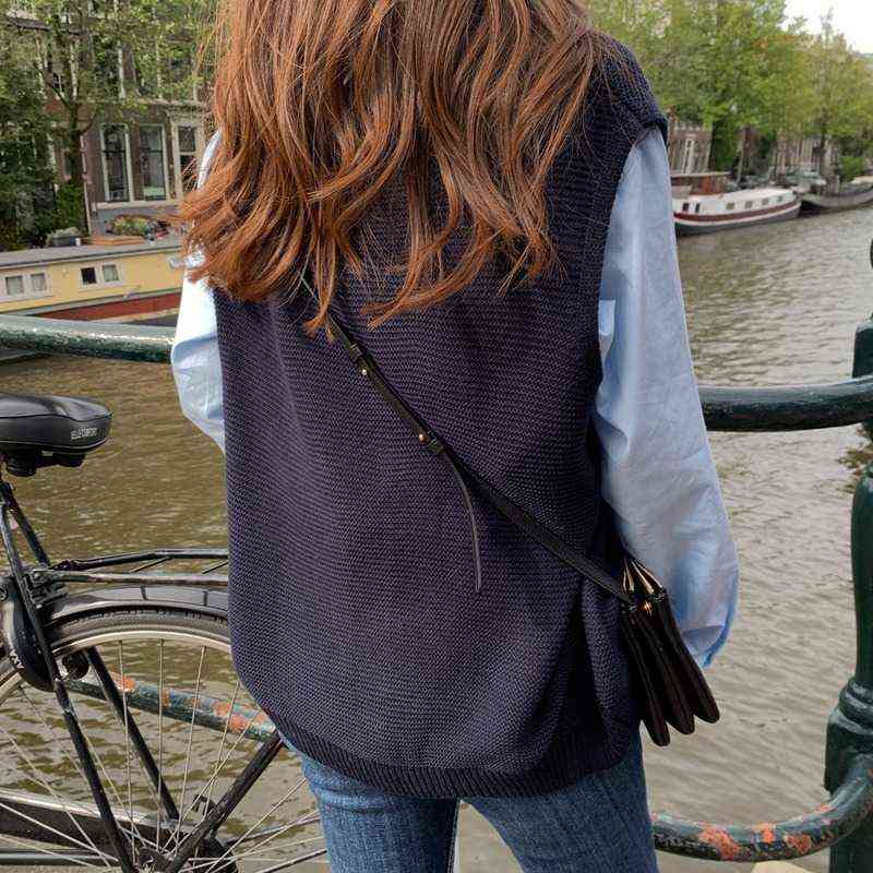 Spring Autumn Loose Sweater Women's Vest Knitted Vest V-Neck Joker Knitted Vest Womens Vests Winter Outerwear Plus Size 10974 211109