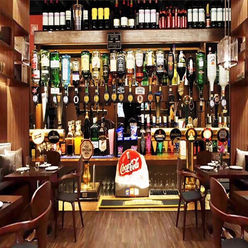 Custom Personality Restaurant Clubs KTV Bar Decor Wallpaper 3D Wine Bottle Murals European Style Vintage Wall