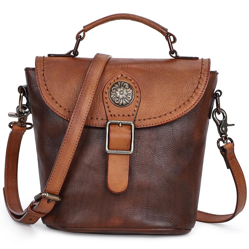 Doudou Literature And Art Single Shoulder Bucket Bag Handmade Leather Head Color Contrast Portable Women's Messenger Evening Bags, Brown
Doudou Literature And Art Single Shoulder Bucket Bag Handmade Leather Head Color Contrast Portable Women's Messenger Evening Bags, Brown