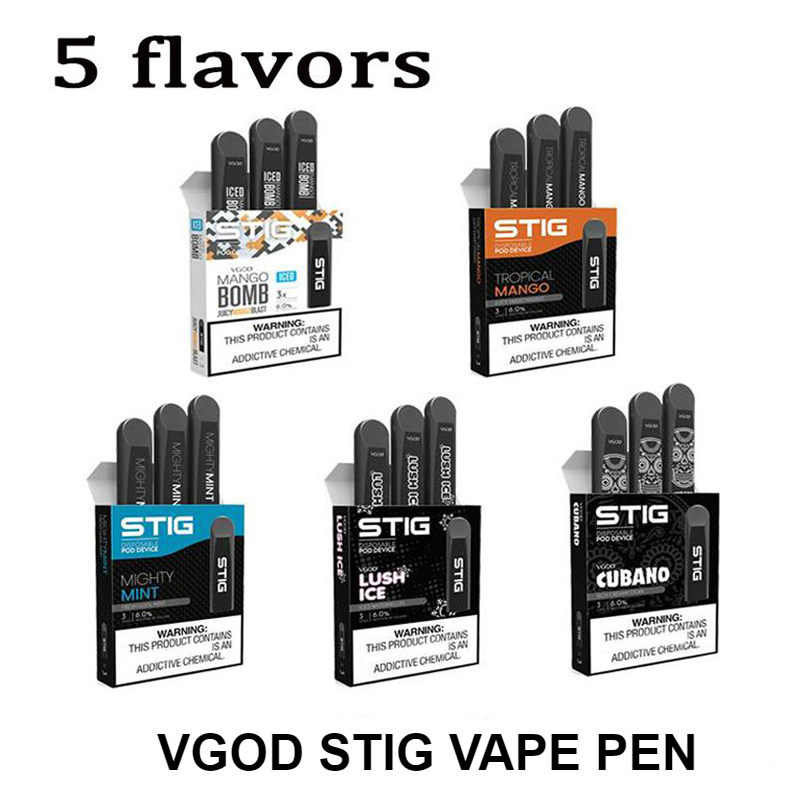 VGOD STIG cigarette Disposable Pod Device 3Pcs Pack 270mAh Battery 1.2ml Cartridge Vape Pen Kit vs novo vapmod 
VGOD STIG cigarette Disposable Pod Device 3Pcs Pack 270mAh Battery 1.2ml Cartridge Vape Pen Kit vs novo vapmod
