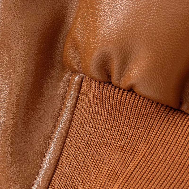 Fashion Women Brown Color Pu Leather Jacket Outerwear Autumn Spring Long Sleeve Office Casual Coat Lady Femme Veste 210414