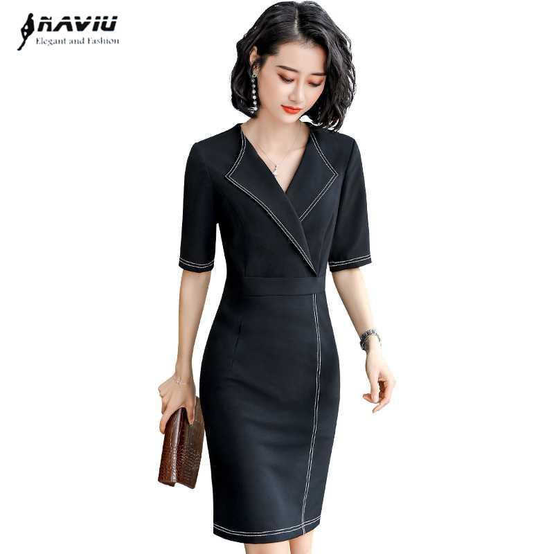 Professional Slim Temperament Women Summer Short Sleeve Fashion Dress Office Ladies Work Clothes 210604, Navy blue dress
Professional Slim Temperament Women Summer Short Sleeve Fashion Dress Office Ladies Work Clothes 210604, Navy blue dress