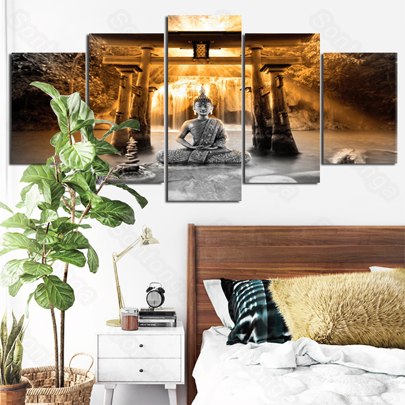 Frameless Painting Buddha Statue Shimen Personality Art Poster Living Room Decoration Sofa Background Wallpaper 3D Stereo Wall