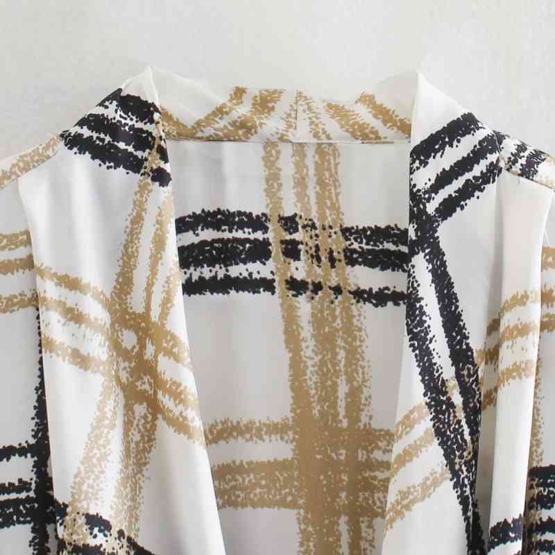 Spring Women Cross V Neck Loose Blouse Plaid Smock Female Long Sleeve Shirt Office Lady Tops Blusas S8399 210430