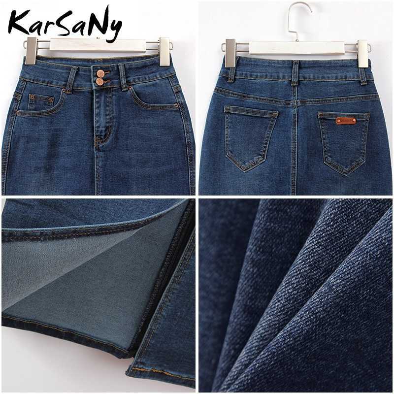 KarSaNy Denim Skirt Long Straight s Summer Blue Vintage Jeans s For 210621