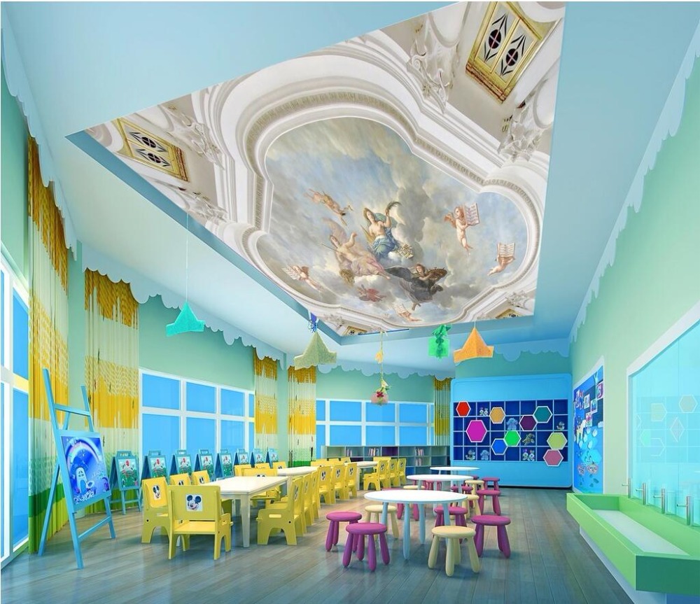 Custom wallpaper 3d photo mural living room bedroom ceiling European style angel ceiling wallpaper papel de parede
