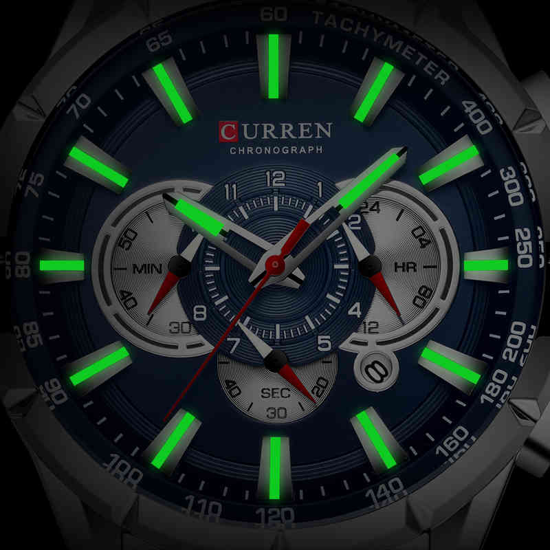 CURREN Watches Creative Big Dial Mens Watches Top Brand Luxury Blue Quartz Wristwatch Men Chronograph Clock Relogio Masculino 210517, Silver blue
CURREN Watches Creative Big Dial Mens Watches Top Brand Luxury Blue Quartz Wristwatch Men Chronograph Clock Relogio Masculino 210517, Silver blue