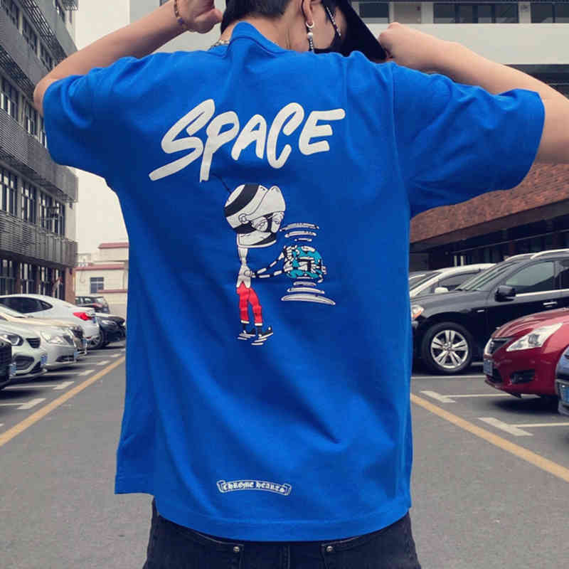 Hearts/Chrome Fashion Brand Ins New Crosin Couple Short Sleeve T-shirt Personalized Ch Cartoon Print Dark Blue Os Loose Hip Hop, White
Hearts/Chrome Fashion Brand Ins New Crosin Couple Short Sleeve T-shirt Personalized Ch Cartoon Print Dark Blue Os Loose Hip Hop, White