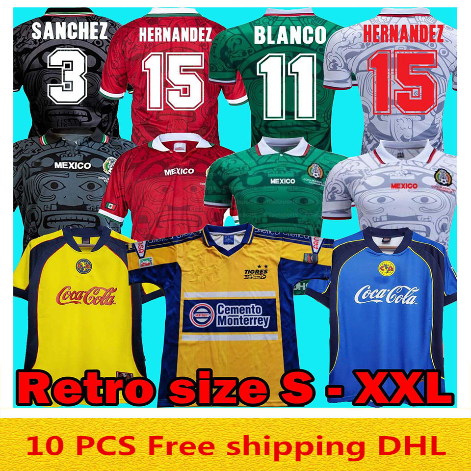Soccer Jerseys 1999 2000 Chivas Tigers UANL 99 00 1987 01 02 America retro 1998 MEXICO Hernandez Blanco Campos, Black;yellow
Soccer Jerseys 1999 2000 Chivas Tigers UANL 99 00 1987 01 02 America retro 1998 MEXICO Hernandez Blanco Campos, Black;yellow
