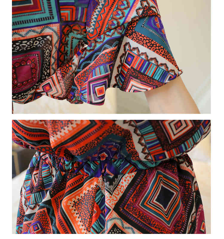 fashion chiffon dress short sleeve casual plus size summer bohemian style beach women es 0333 40 210506