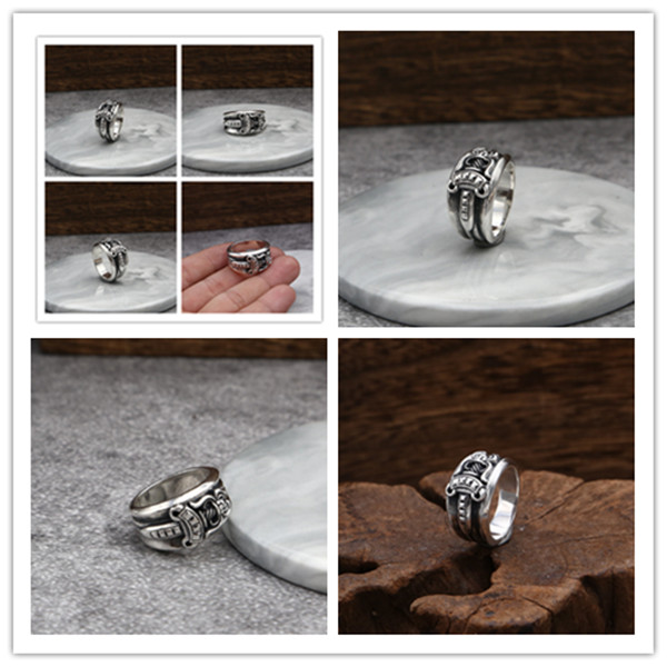 High quality 925 sterling silver sword band rings American Europe antique handmade designer punk Luxury jewelry accessories