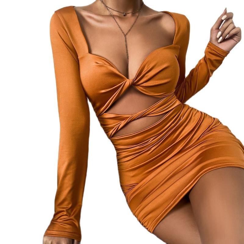 Casual Dresses Lady Drawstring Hollow Out Sexy 2021 Autumn Dress For Women Long Sleeve Bodycon Mini Vestidos Pleated Skinny, Black
Casual Dresses Lady Drawstring Hollow Out Sexy 2021 Autumn Dress For Women Long Sleeve Bodycon Mini Vestidos Pleated Skinny, Black