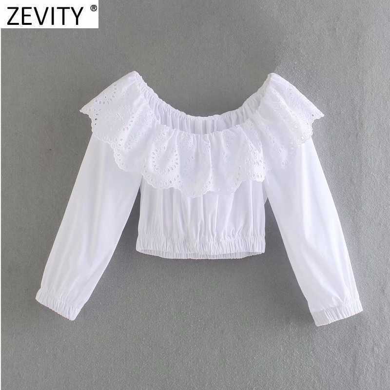 Zevity Women Sweet Off Shoulder Hollow Out Embroidery Ruffles White Smock Blouse Female Short Slim Shirt Chic Blusas Tops LS9175 210603, As pic ls9175o
Zevity Women Sweet Off Shoulder Hollow Out Embroidery Ruffles White Smock Blouse Female Short Slim Shirt Chic Blusas Tops LS9175 210603, As pic ls9175o