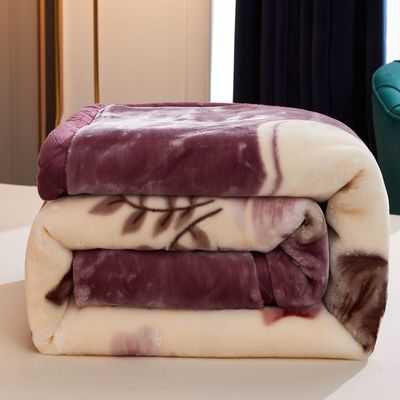 Double Layer Winter Thicken Raschel Plush Weighted Blanket For Double Bed Warm Heavy Fluffy Soft Flowers Printed Throw Blankets 211019