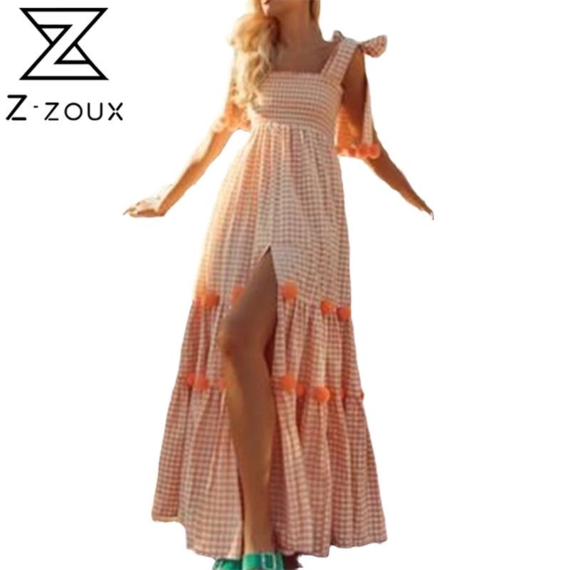 Women Dress Plaid Strapless Bohemian es Sleeveless High Waist Large Hem Maxi es Sexy Plus Size Summer 210513