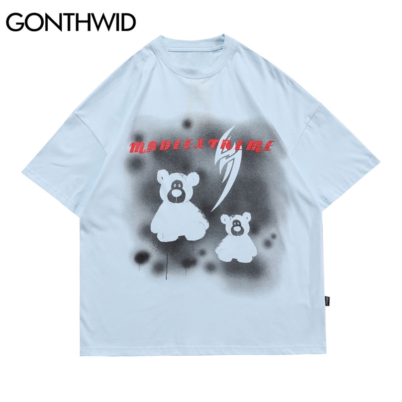 Oversized Tshirts Streetwear Hip Hop Graffiti Bear Casual Cotton Tees Shirts Summer Loose Short Sleeve Harajuku Tops 210602, Black
Oversized Tshirts Streetwear Hip Hop Graffiti Bear Casual Cotton Tees Shirts Summer Loose Short Sleeve Harajuku Tops 210602, Black