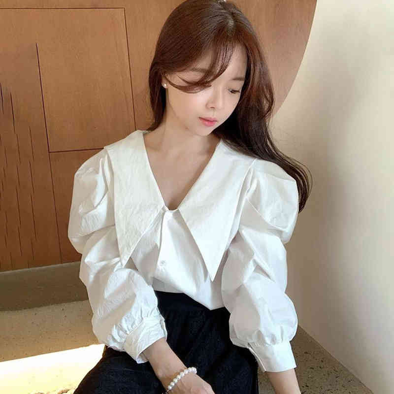 Nomikuma Women Blouse Causal Puff Sleeve Sweet Elegant Shirt Spring Turn-down Collar Korean Blusas Feminimos Top 6D996 210427