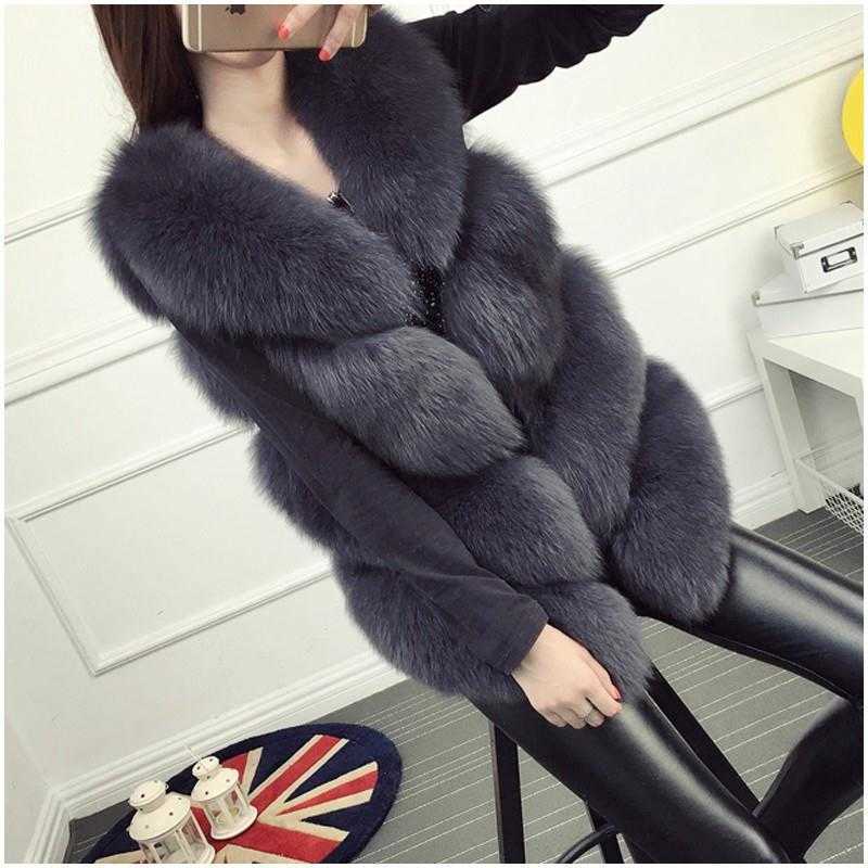 Sleeveless Jacket for Women Fur Vest Winter Short Artificial Coat Oversized Female Warm 210819