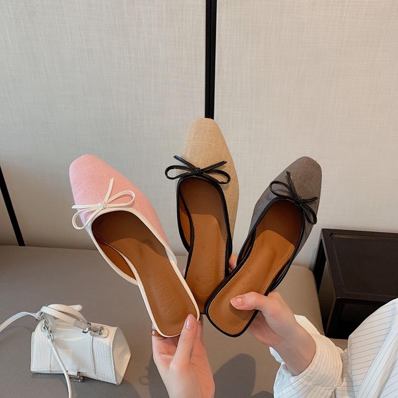 Slippers Women Brand Flat Summer Slides Bow Shallow Square Toe Mule Shoes Breathable Flip Flops, Beige
Slippers Women Brand Flat Summer Slides Bow Shallow Square Toe Mule Shoes Breathable Flip Flops, Beige