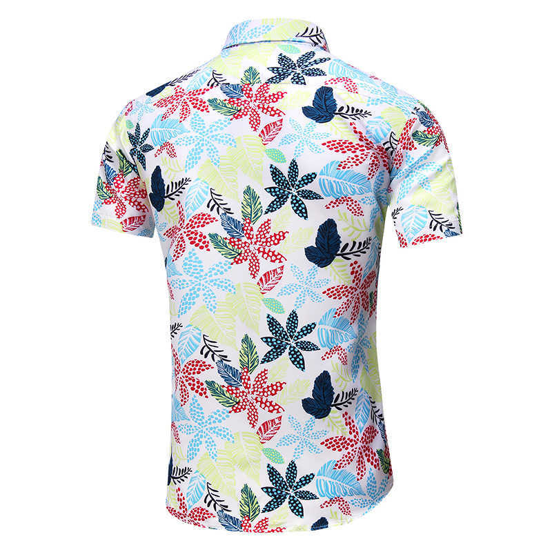 45KG-120KG Summer Men's Tropical Hawaiian Shirt Casual Button Down Short Sleeve Black White Printed Shirts 5XL 6XL 7XL 210528