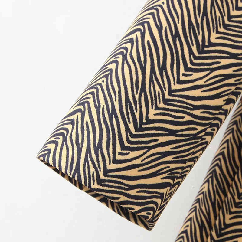 Women Fashion Zebra Striped Print Blazers Long Sleeve Vintage Pockets Coat Casual Office Ladies Single Breasted Jackets 210515