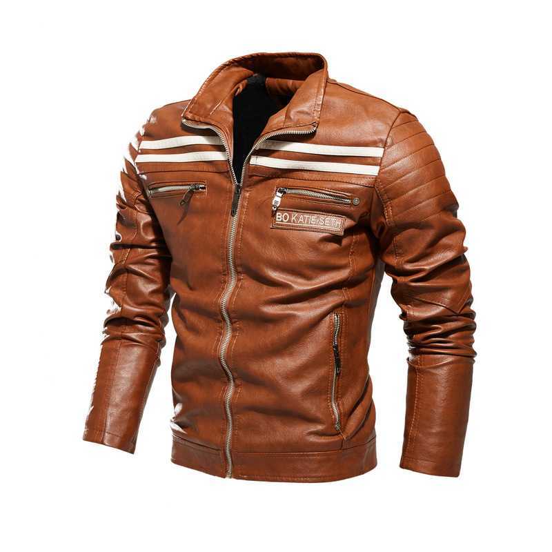 Men Biker Leather Jacket Spring and Autumn Men's Fashion Trend Decorative Motorcycle PU Leather Coat Mens Jackets 211018