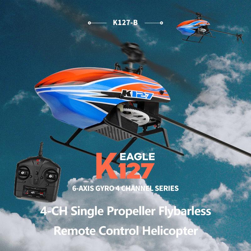 Drones 4-CH Flybarless Self-Balance 2.4GHz RC Helicopter Coreless Motor Altitude Hold Modular Battery One Key Takeoff/Landing Toys