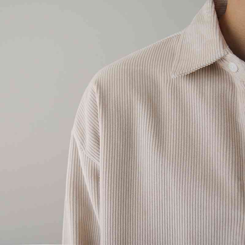 IEFB /men's wear Spring loose corduroy shirt Korean style trend casual handsome oversize tops vintage clothes 9Y892 210721