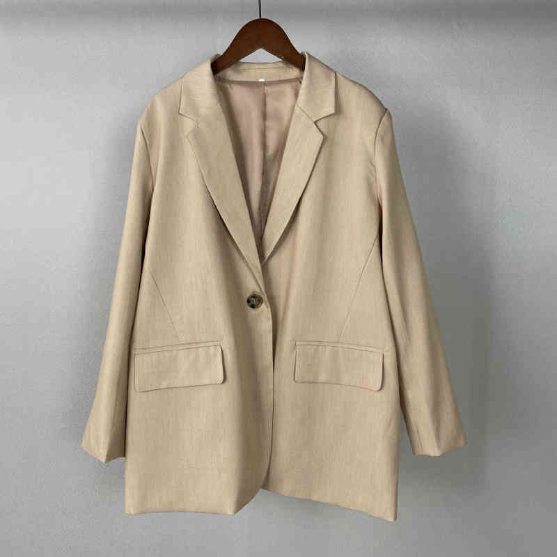 Msfancy Spring Fashion Black Blazer Suits Women Plus Size Tailleur Femme Single Button Oversized Casual Jacket 210330