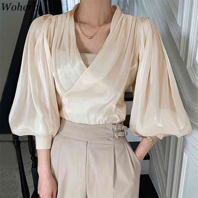 Casual V-neck Blouse Women's Spring Korean Chic Elegant Loose Lantern Sleeve Female Shirt Solid Blusas 210519, Cream color
Casual V-neck Blouse Women's Spring Korean Chic Elegant Loose Lantern Sleeve Female Shirt Solid Blusas 210519, Cream color
