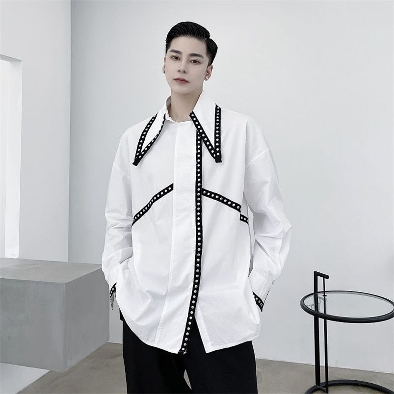 IEFB /men's wear fashion personalized rivet contrast color ribbon niche long-sleeved shirt oversized tops vintage 9Y3237 210721, White
IEFB /men's wear fashion personalized rivet contrast color ribbon niche long-sleeved shirt oversized tops vintage 9Y3237 210721, White