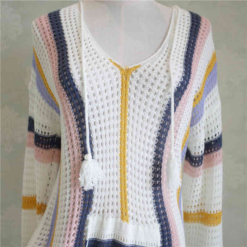 Knitted Bikini Cover up Tassel Tunic for Beach Pareos de Playa Mujer Kaftan covers Women Swim suit #Q760 210420