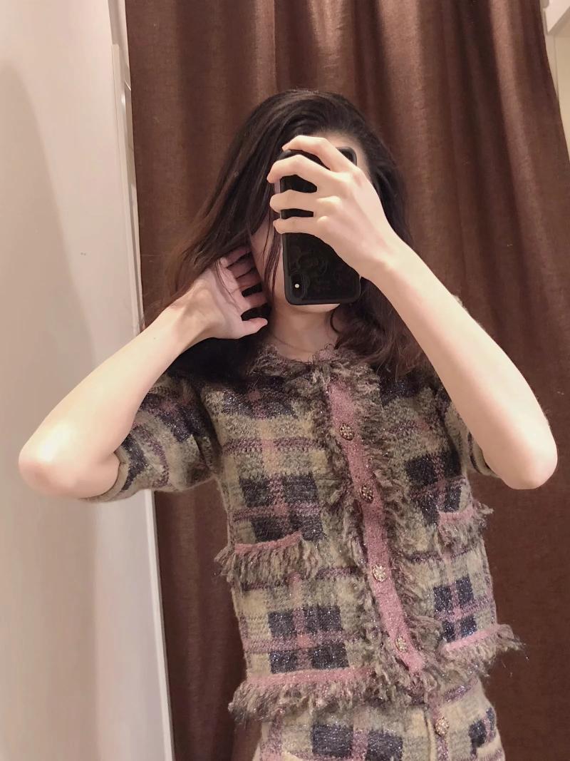 Withered England Office Lady Vintage Knitted Cardigans Jackets Skirt Women Faldas Mujer Moda 2021 Skirts Womens Two Pieces Set Piece Dress