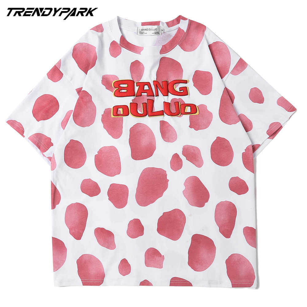 Men's Tshirt Color Blocks Printed Short Sleeve Hip Hop Oversized Cotton Casual Harajuku Streetwear Top Tee T-shirts 210601