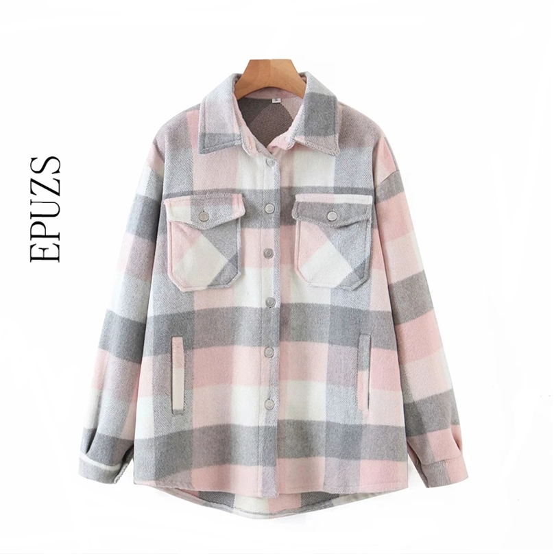 women green plaid shirt jacket tops and blouse winter Thick Wool Coat casual long skeeve plus size female 210719, Red
women green plaid shirt jacket tops and blouse winter Thick Wool Coat casual long skeeve plus size female 210719, Red