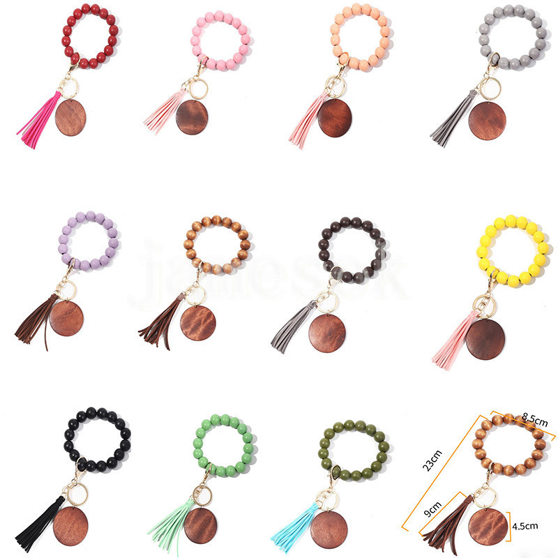 11 colors Wooden Bracelet Keychain with Tassels Keys DIY Wood Fiber Pandent Woodwooden Bead Bangle Key Decorate FashionDB803
11 colors Wooden Bracelet Keychain with Tassels Keys DIY Wood Fiber Pandent Woodwooden Bead Bangle Key Decorate FashionDB803
