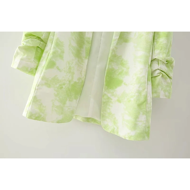 vintage female long suits autumn tie-dyed green women jackets boho causal loose girls jacket 210527