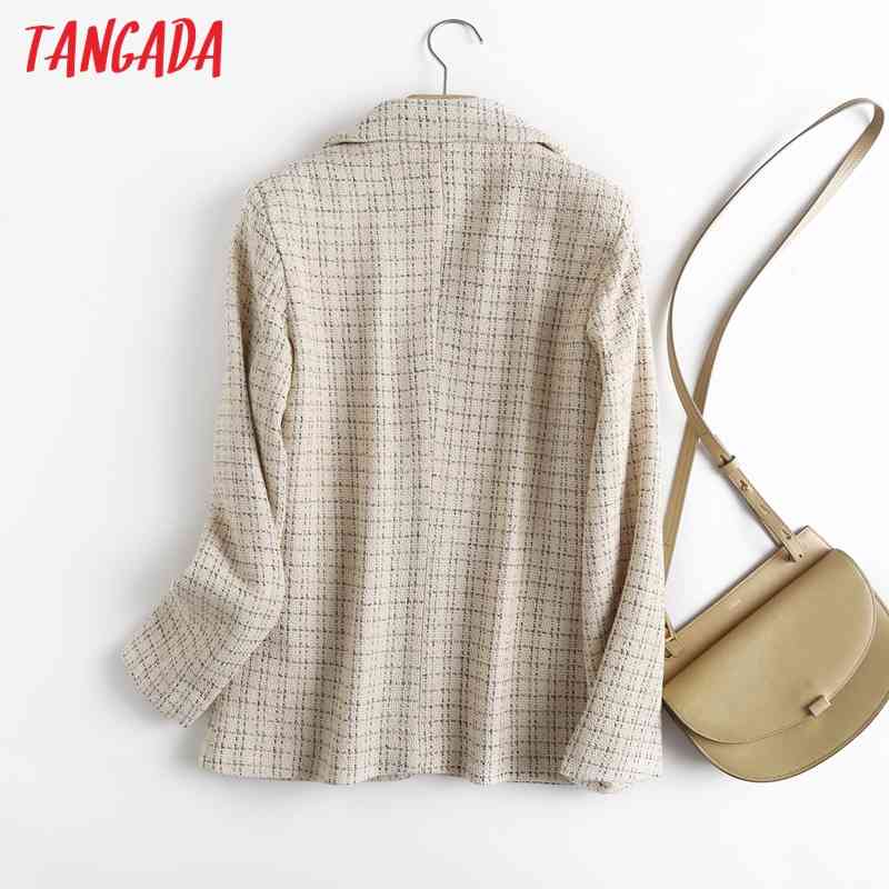 Women Plaid Female Long Sleeve Elegant Jacket Ladies Work Wear Blazer Suits 7L5 210416