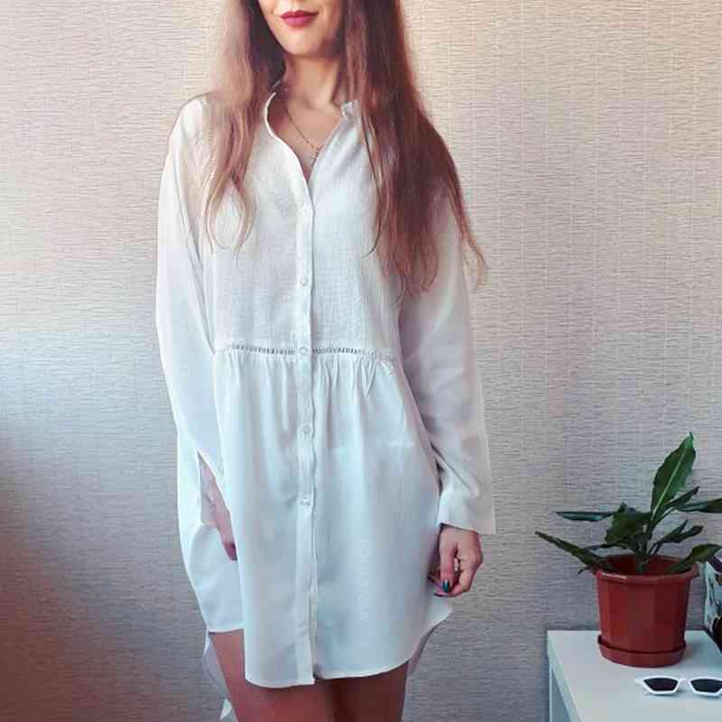 Beach Cover up Cotton White Sarong Bikini Bathing Suit Women wear Swimsuit Pareo Tunic #Q833 210420