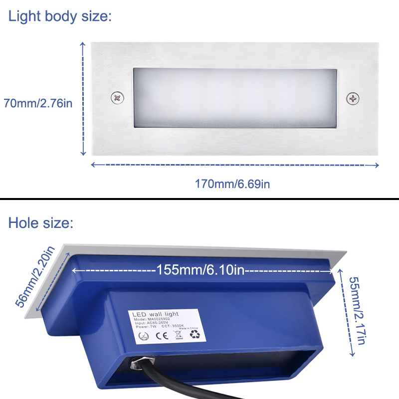 LED Stair Corner Outdoor Lighting Street Lights 7W Step Light Rustproof Waterproof Recessed Landscape Pathway Courtyard Stairs Swimming Pools crestech