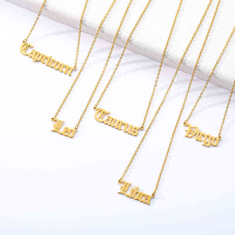 Virgo Gemini Zodiac Necklace 12 Horoscope Zodiac Sign Gold Pendant Necklaces Aries Leo Zodiac Jewelry Kids Christmas Gifts G1206