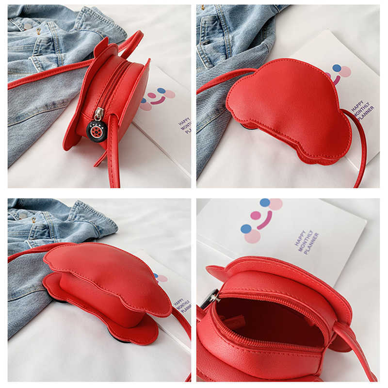 Cartoon Car Style Messenger Bag PU Leather Children Mini Wallet Children's Coin Purse Kids Accessory Bag Waist Packs With Zipper 211025