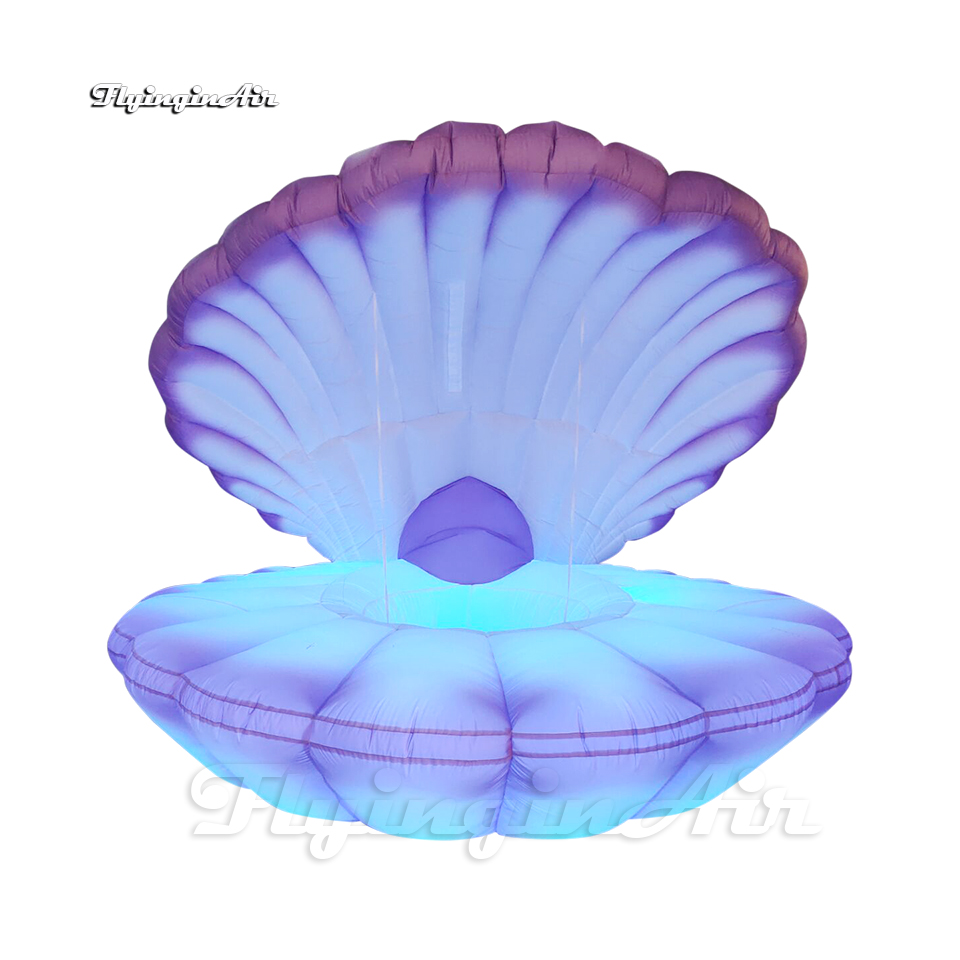Wedding Party Decorative Lighting Inflatable Clam Shell 3m Purple Blow Up Mussel Model For Carnival Night Decoration