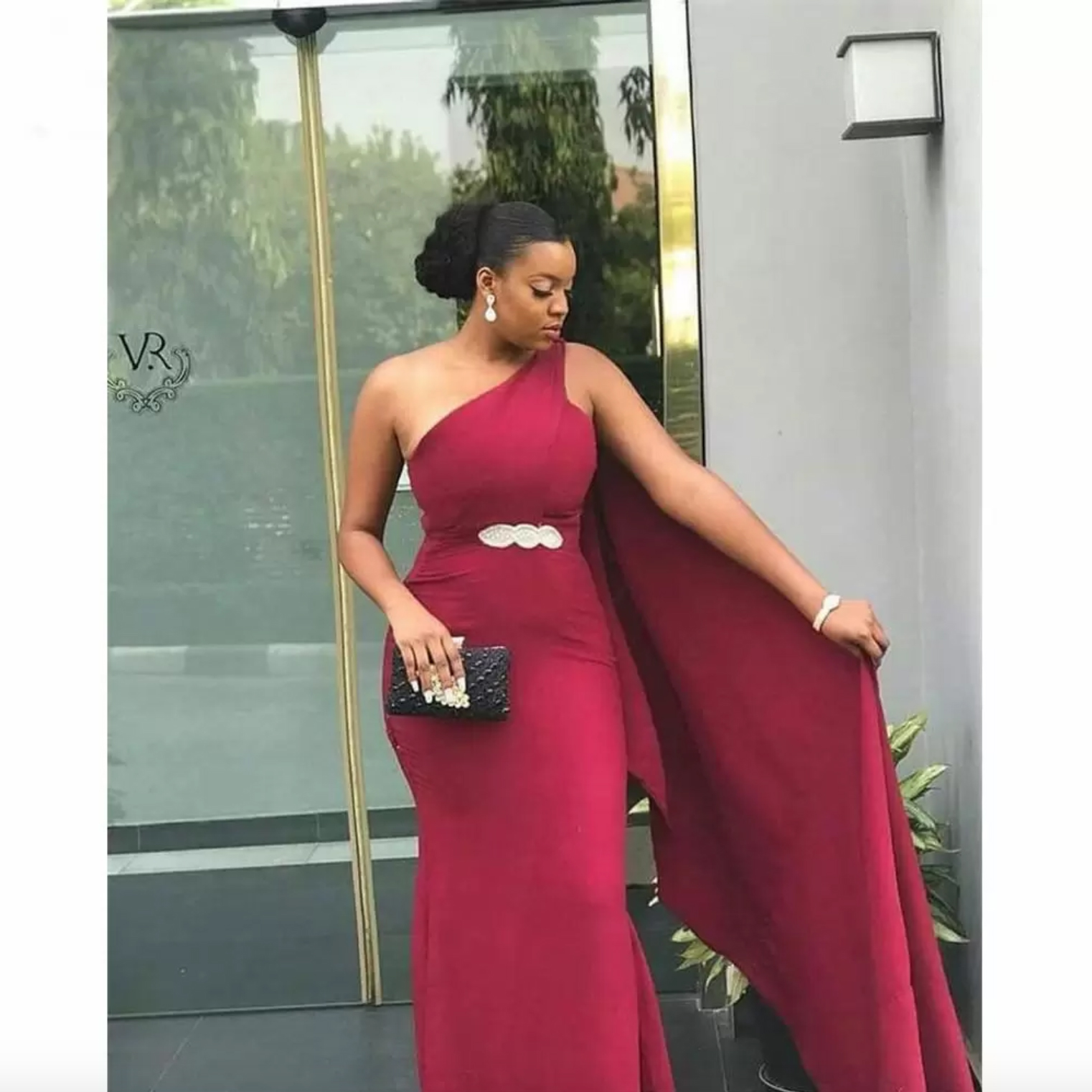 African Sheath Bridesmaid Dresses Mermaid Evening Dress Long One Shoulder Prom Gown Elastic Satin Sleeveless Formal Party M15