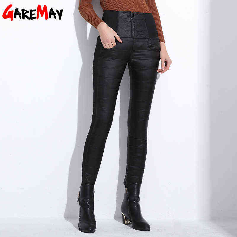 Women Pants Trousers Winter High Waisted Outer Wear female Fashion Slim Warm Thick Duck Down skinny 211115